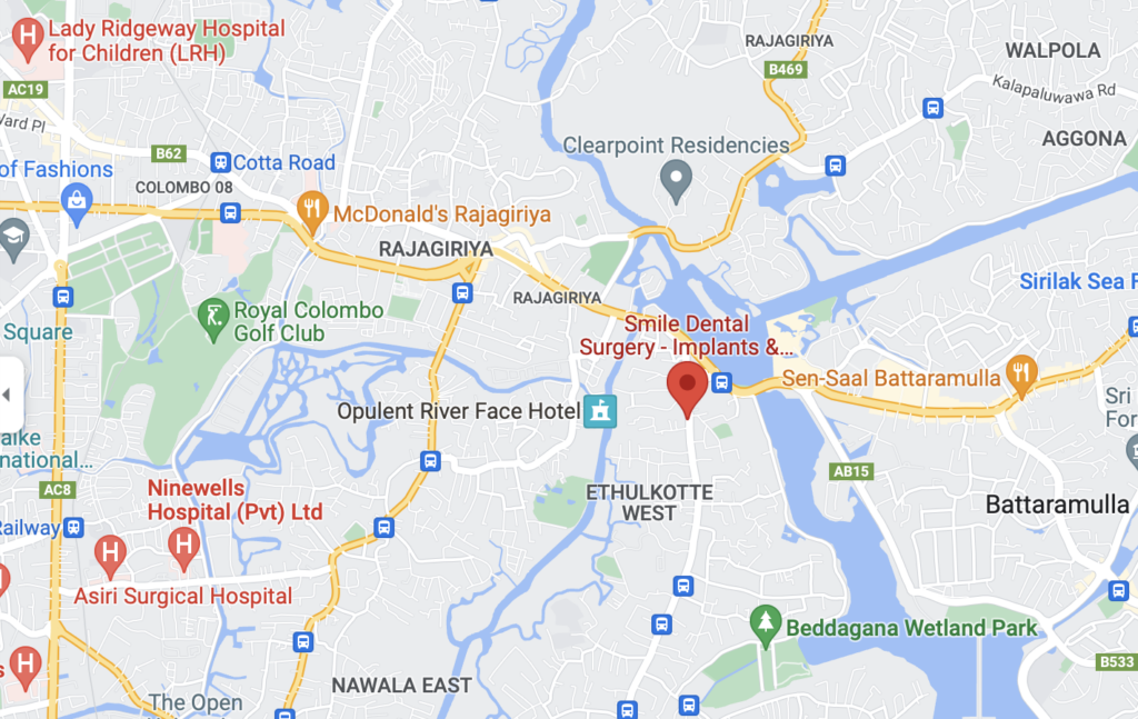 Location of the smile dental surgery implants and teeth whitening centre kotte